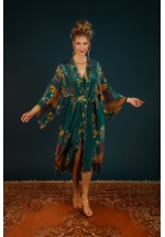 Powder Trailing Wisteria Kimono Gown (Teal) AW22
